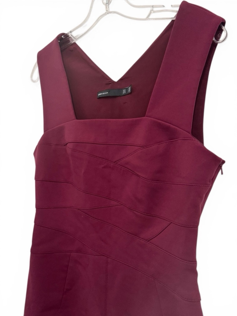 Karen Millen Dress Plum Sleeveless Midi Sheath Ponte Knit Tailored 10 - Picture 3 of 14